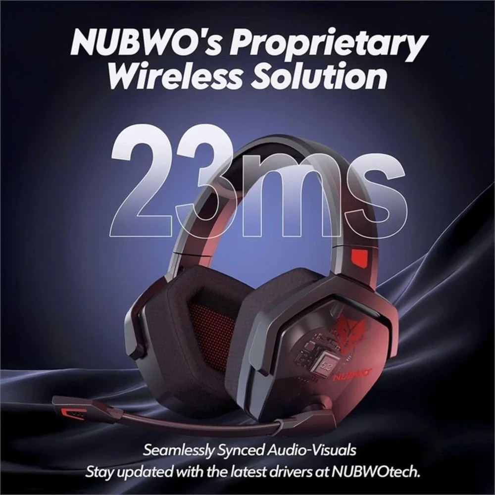NUBWO G06 Wireless Gaming Headset Bluetooth 5.3 2.4GHz for PC PS5 PS4 Switch Red